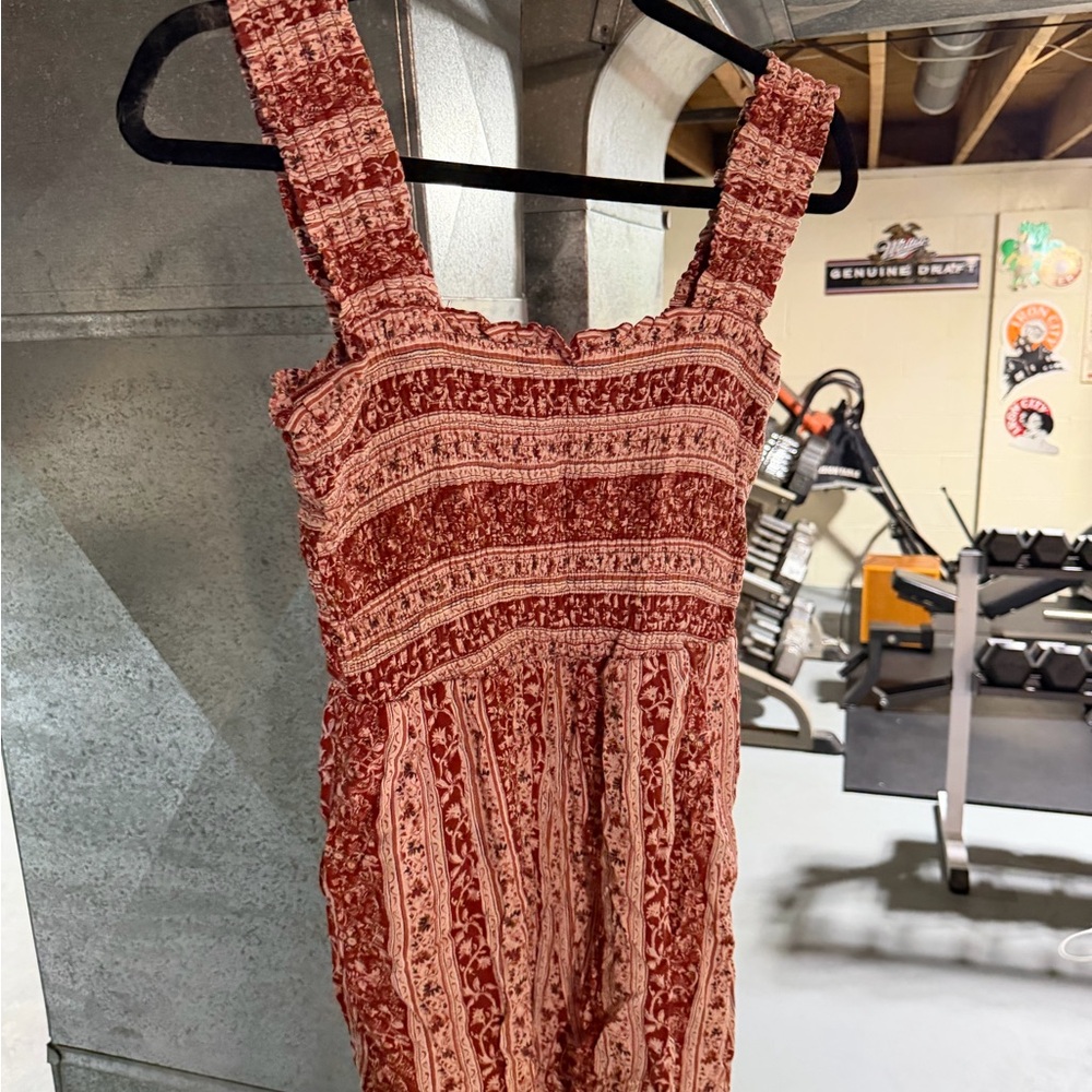 American Eagle Bohemian Red and Cream Romper